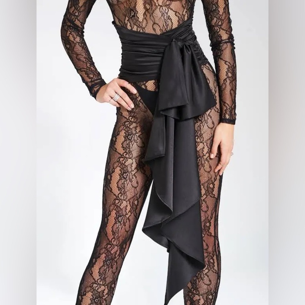 Alana Black Satin Waist Belt M